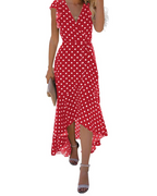 Vestido Largo Oaklyn Mujer – Vestido Maxi Estampado Floral con Cuello en V, Cinturón para Atar y Dobladillo Asimétrico