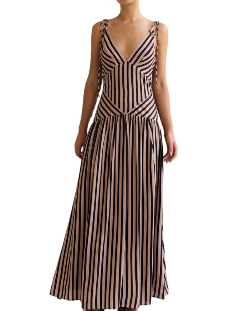 Eliana Robe Maxi Femme – Robe Bohème Imprimée à Épaules Dénudées et Taille Haute