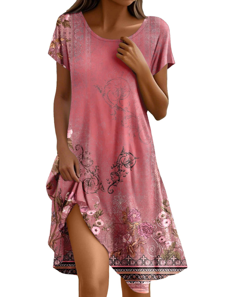 Brielle Robe Longue Femme – Maxi Robe Volantée Col Rond Coupe Fluide Élégante