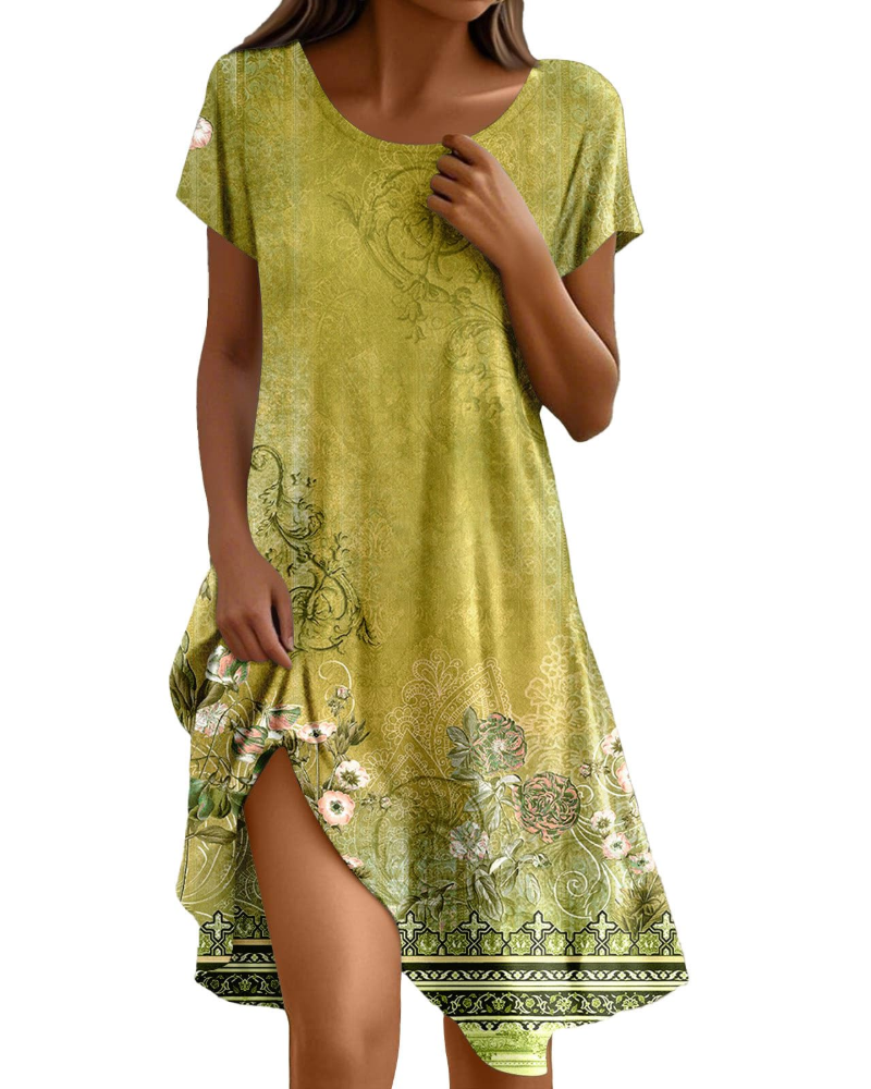 Brielle Robe Longue Femme – Maxi Robe Volantée Col Rond Coupe Fluide Élégante