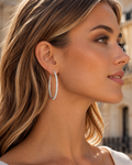Savannah Women's Earrings – Elegant Rhodium-Plated Hoops Paved with Crystals