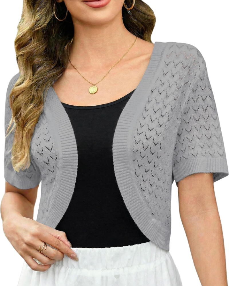 Keira Boléro Donna – Cardigan Corto Traforato Maglia Crochet Elegante Stile Vintage