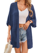 Delaney Kimono Donna – Cardigan Lungo a Crochet con Maniche a Pipistrello e Maglia Traforata