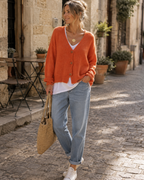 Inès Gilet Femme – Cardigan en Maille Douce avec Col V Élégant & Coupe Confortable