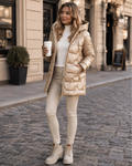 Noémie Cappotto Donna con Cappuccio – Giacca Autunnale in Cotone Misto, Calda ed Elegante