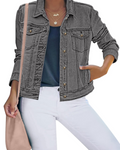 Skylar Women's Denim Jacket – Button-Down Stretch Jacket with Western Style Pockets