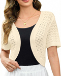 Keira Boléro Femme – Cardigan Court Ajouré Maille Crochet Élégant Style Vintage
