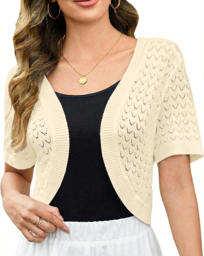 Keira Boléro Donna – Cardigan Corto Traforato Maglia Crochet Elegante Stile Vintage