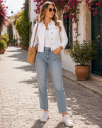 Avery Veste en Jean Fille – Veste Denim Stretch Boutonnée Effet Usé