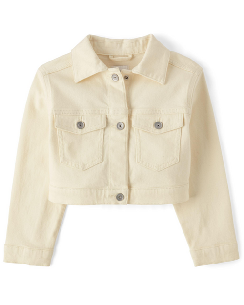 Avery Veste en Jean Fille – Veste Denim Stretch Boutonnée Effet Usé