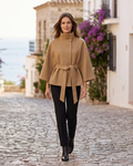 Adeline Cappotto Donna in Lana – Cappotto Lungo con Collo Alto, Cintura Rimovibile e Taglio Elegante