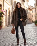 Seraphine Manteau Femme en Fausse Fourrure – Veste Hiver Douce avec Coupe Décontractée et Style Élégant