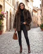 Seraphine Manteau Femme en Fausse Fourrure – Veste Hiver Douce avec Coupe Décontractée et Style Élégant