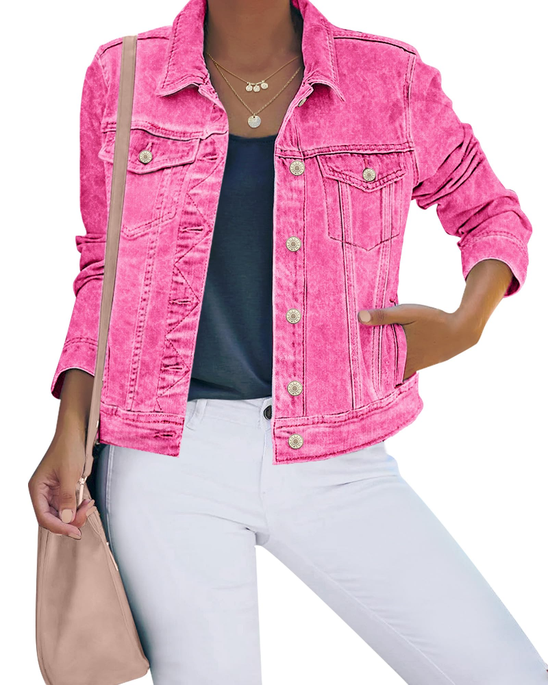 Skylar Veste en Jean Femme – Veste Boutonnée Stretch avec Poches Style Western