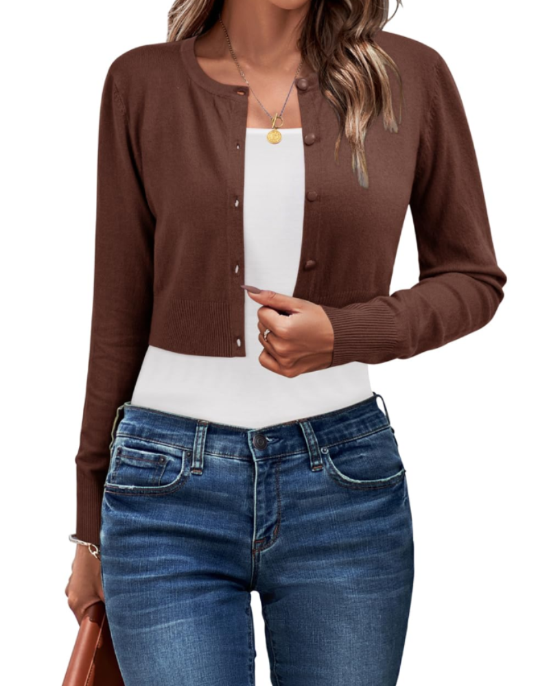 Cardigan Sienna Court Donna – Gilet Bottonato Collo Tondo Maglia Leggera Maniche Lunghe