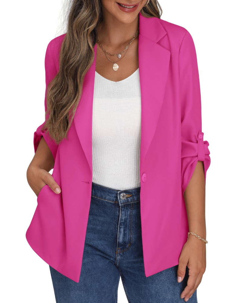 Delilah Women's Blazer – Open Tailored Jacket with Lapels, Pockets & Long Sleeves