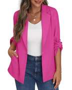 Delilah Women's Blazer – Open Tailored Jacket with Lapels, Pockets & Long Sleeves