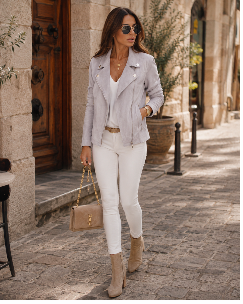 Lauren Veste Biker Suédine Femme – Camel, Cintrée et Élégante pour un Look Tendance