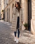 Coralie Doudoune Longue Femme – Manteau Matelassé Chaud avec Capuche & Coupe Élégante