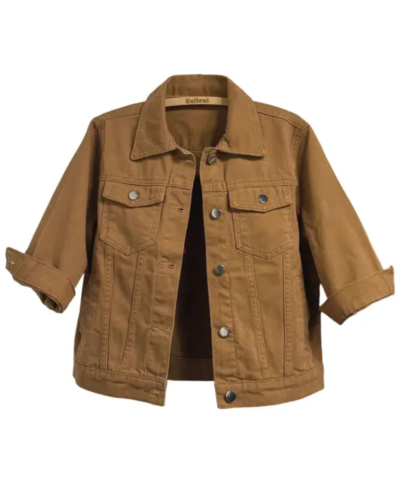 Sophie Veste en Jean Courte Femme – Denim Léger avec Col Classique, Boutons & Poches