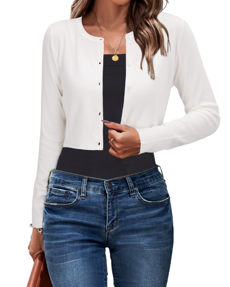 Cardigan Sienna Court Donna – Gilet Bottonato Collo Tondo Maglia Leggera Maniche Lunghe