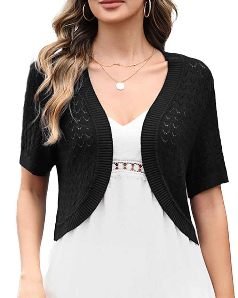 Keira Boléro Donna – Cardigan Corto Traforato Maglia Crochet Elegante Stile Vintage