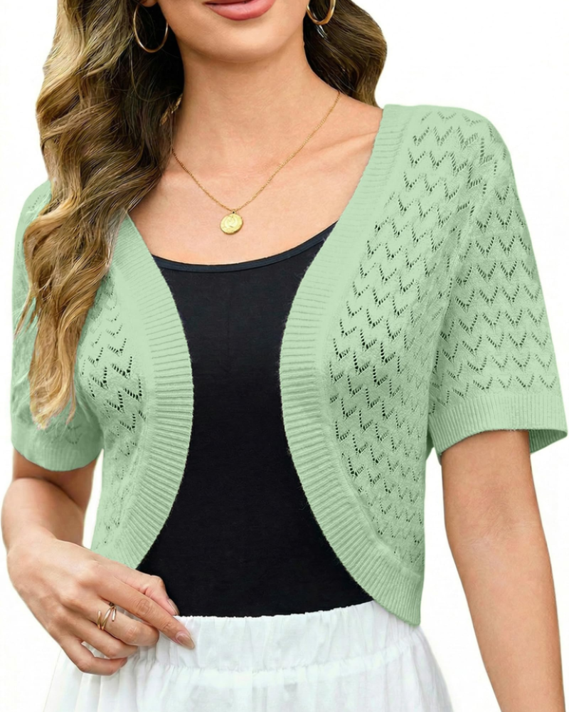 Keira Boléro Donna – Cardigan Corto Traforato Maglia Crochet Elegante Stile Vintage