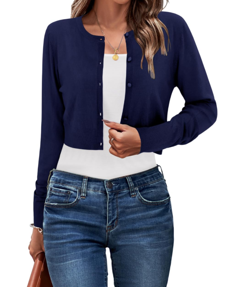 Cardigan Sienna Court Donna – Gilet Bottonato Collo Tondo Maglia Leggera Maniche Lunghe