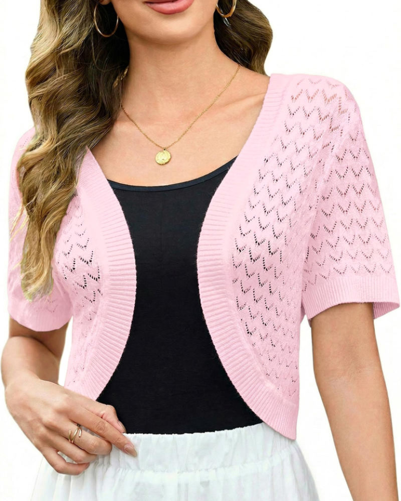 Keira Boléro Donna – Cardigan Corto Traforato Maglia Crochet Elegante Stile Vintage