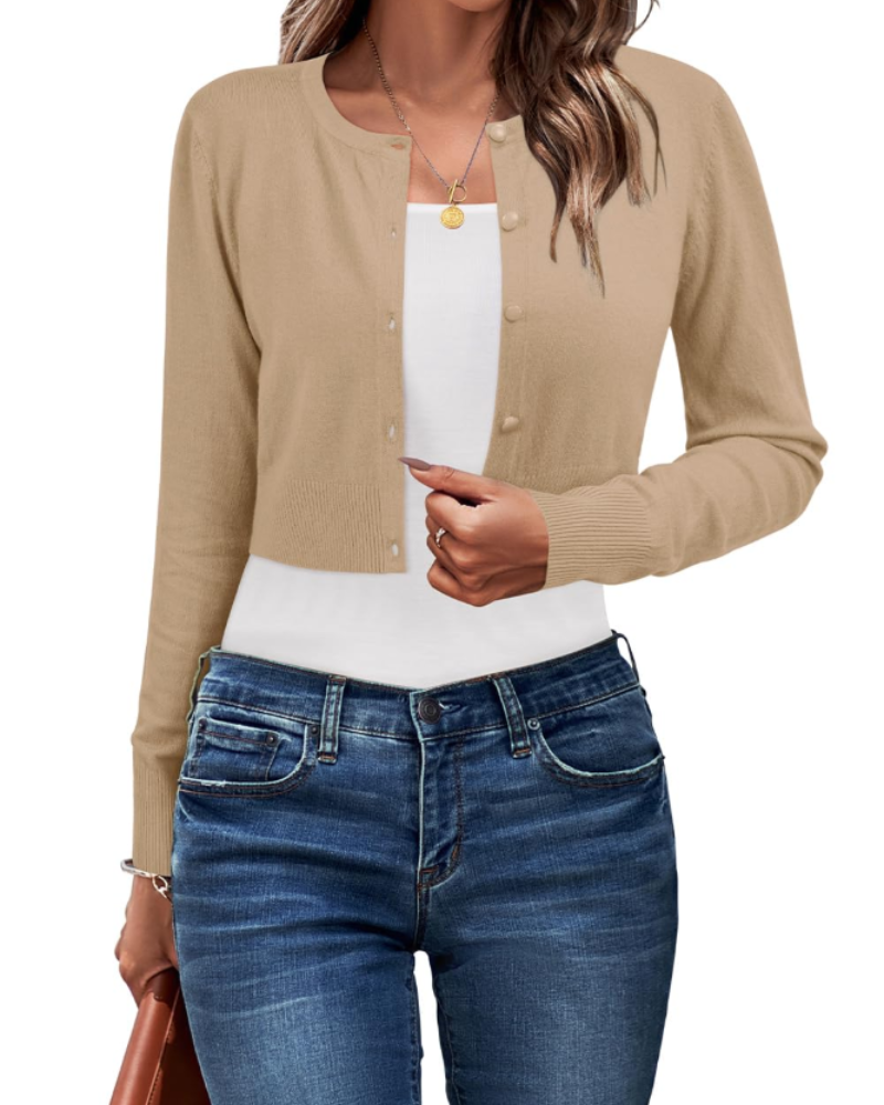 Cardigan Sienna Court Donna – Gilet Bottonato Collo Tondo Maglia Leggera Maniche Lunghe