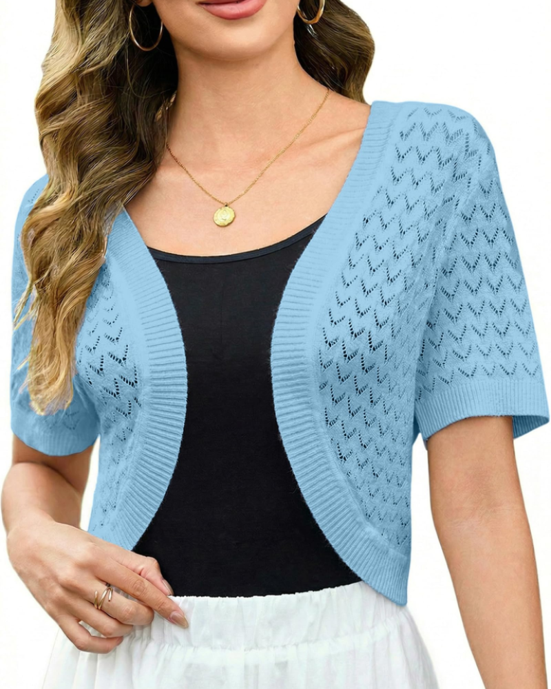 Keira Boléro Donna – Cardigan Corto Traforato Maglia Crochet Elegante Stile Vintage