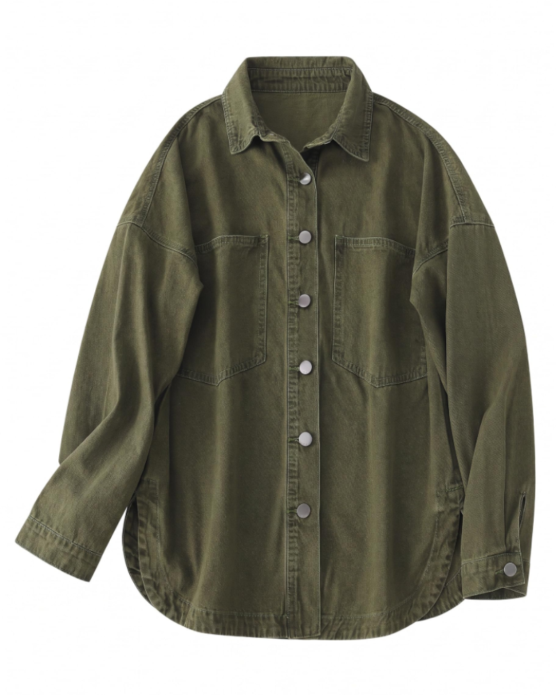 Rowan Veste Chemise en Jean Femme – Surchemise Oversize Boutonnée avec Poches en Denim