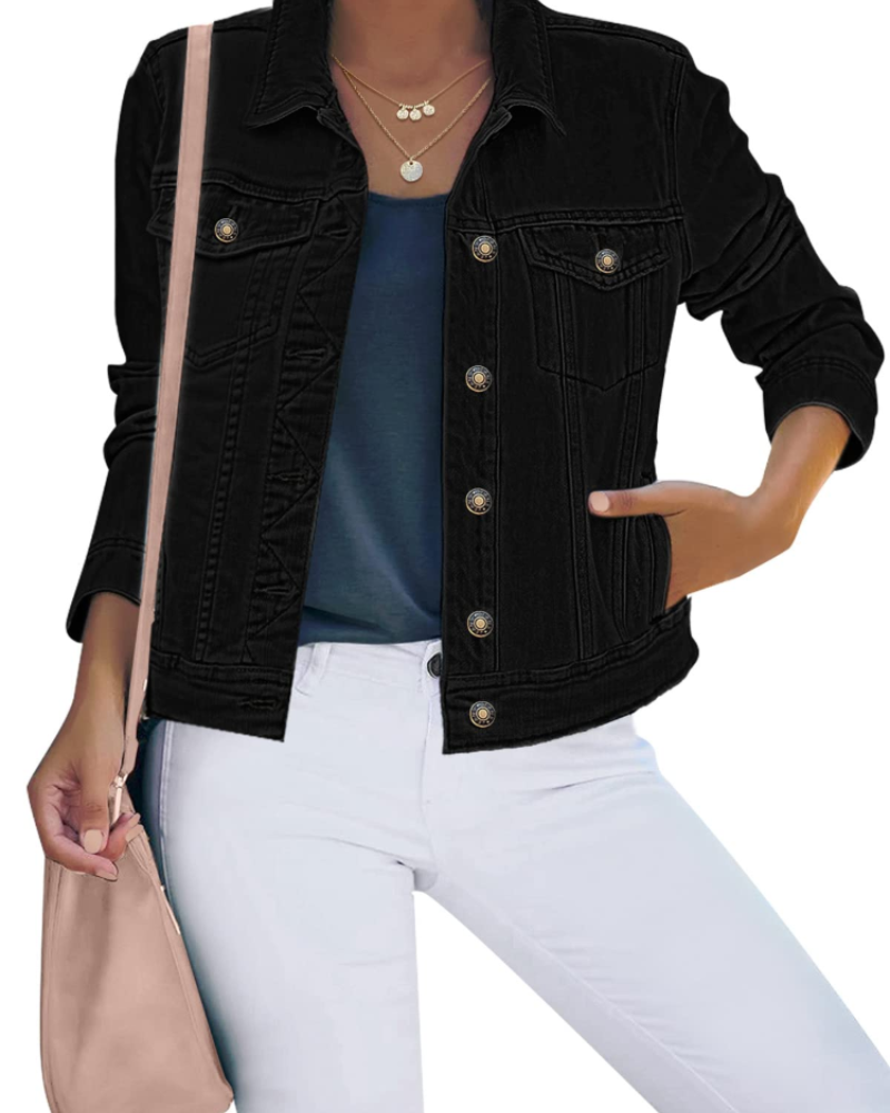 Skylar Veste en Jean Femme – Veste Boutonnée Stretch avec Poches Style Western