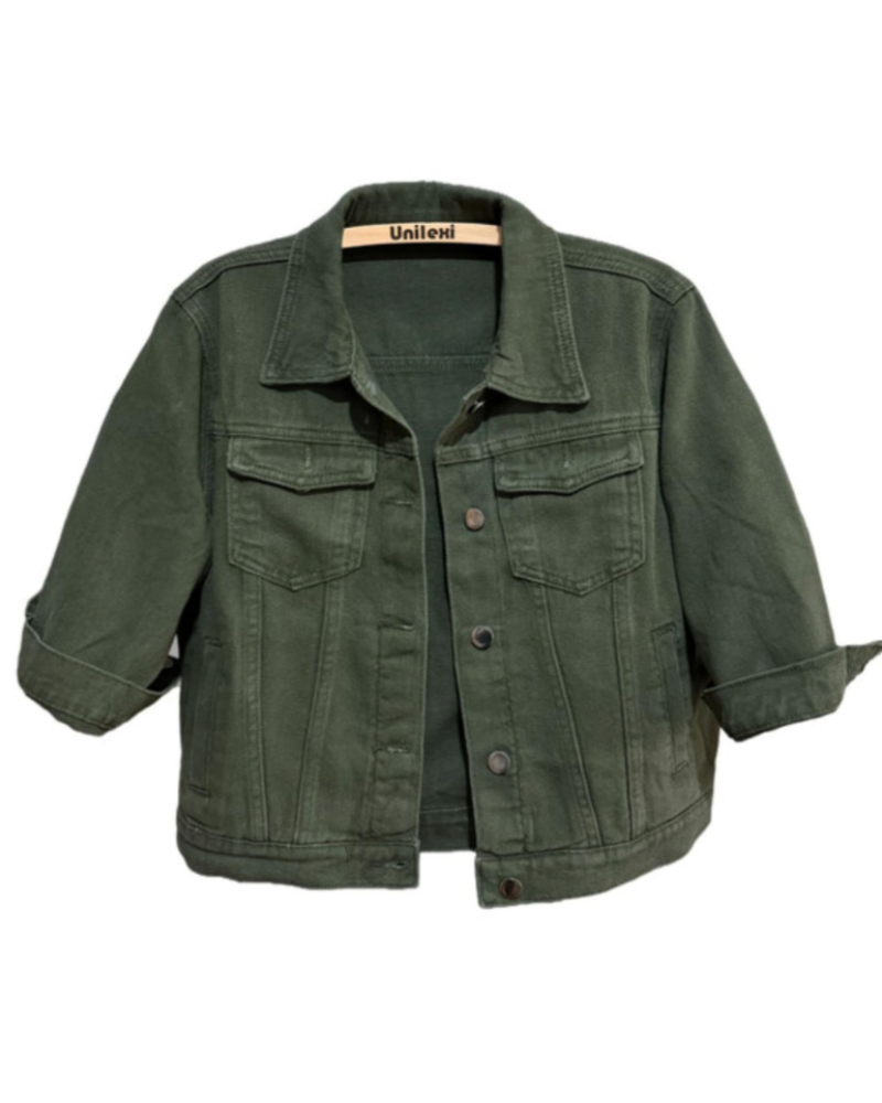 Sophie Veste en Jean Courte Femme – Denim Léger avec Col Classique, Boutons & Poches