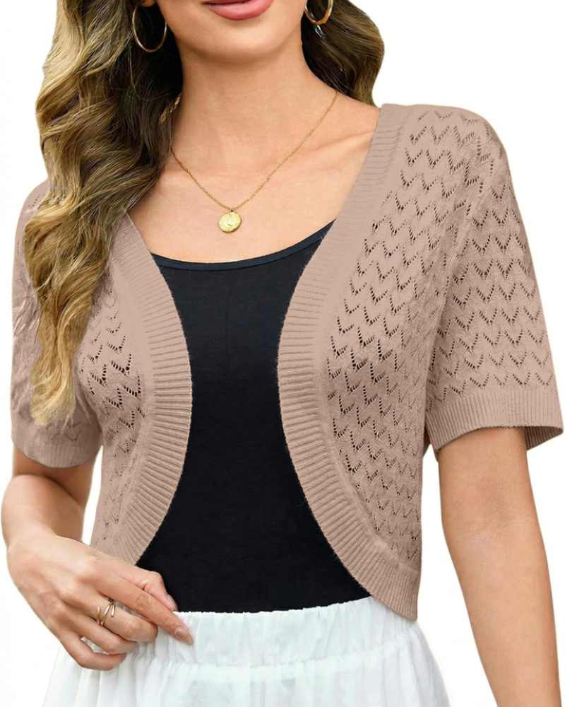 Keira Boléro Donna – Cardigan Corto Traforato Maglia Crochet Elegante Stile Vintage
