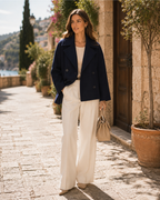 Amélie Veste Femme – Veste Courte Croisée en Laine avec Revers Élégants & Style Hivernal Chic