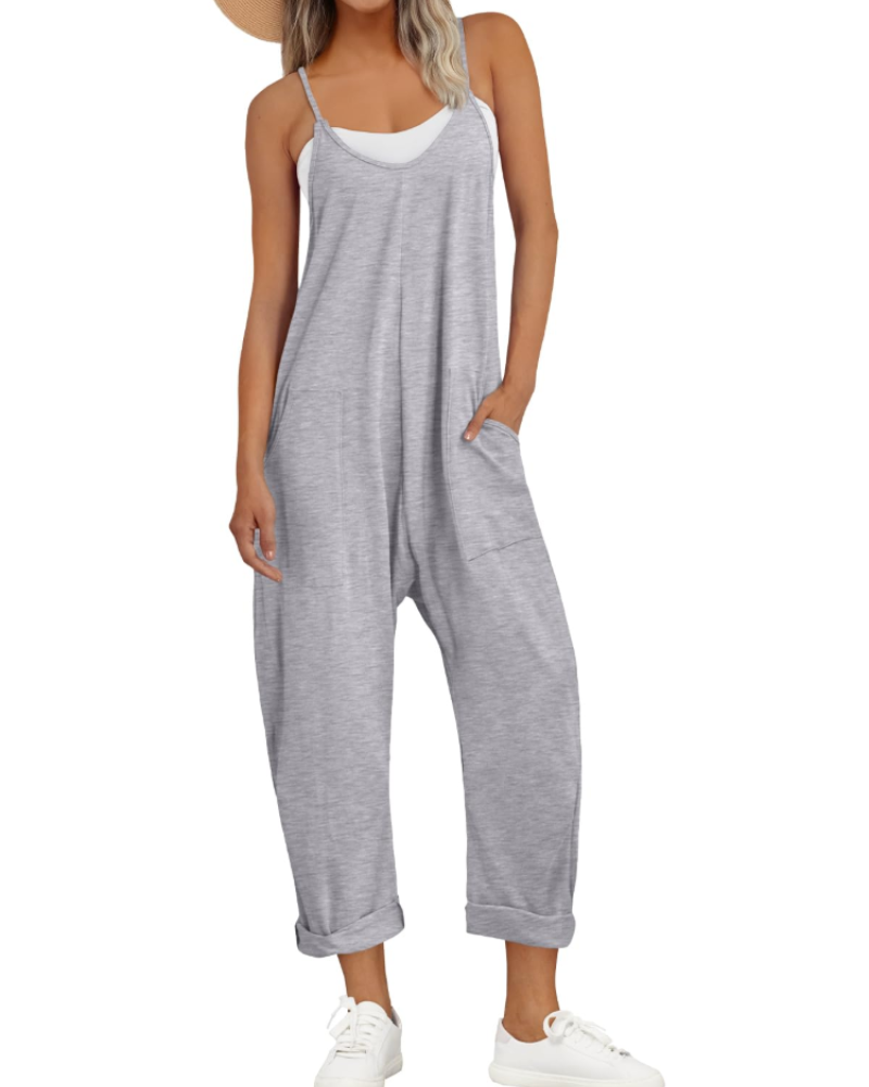 Tuta Savannah Donna – Tuta Ampia con Spalline Sottili e Tasche in Cotone