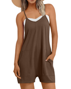 Hailey Combishort Femme – Salopette Courte Ample à Bretelles Fines avec Poches en Coton
