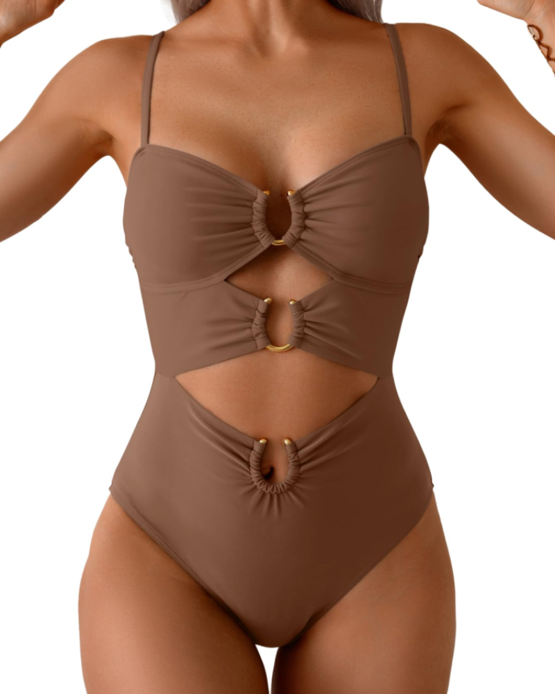 Isabelle Monokini Femme – Maillot de Bain 1 Pièce à Découpes avec Bretelles Réglables