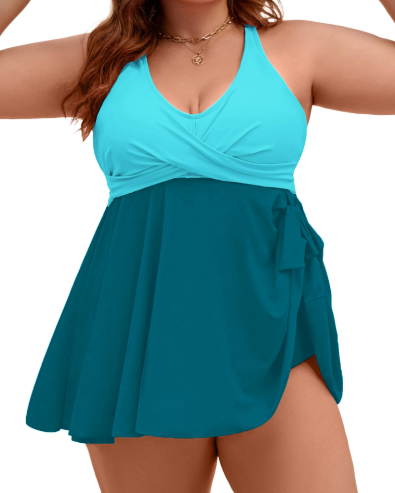 Sophia Tankini Grande Taille Femme – Robe de Bain 2 Pièces Gainante avec Culotte Taille Haute