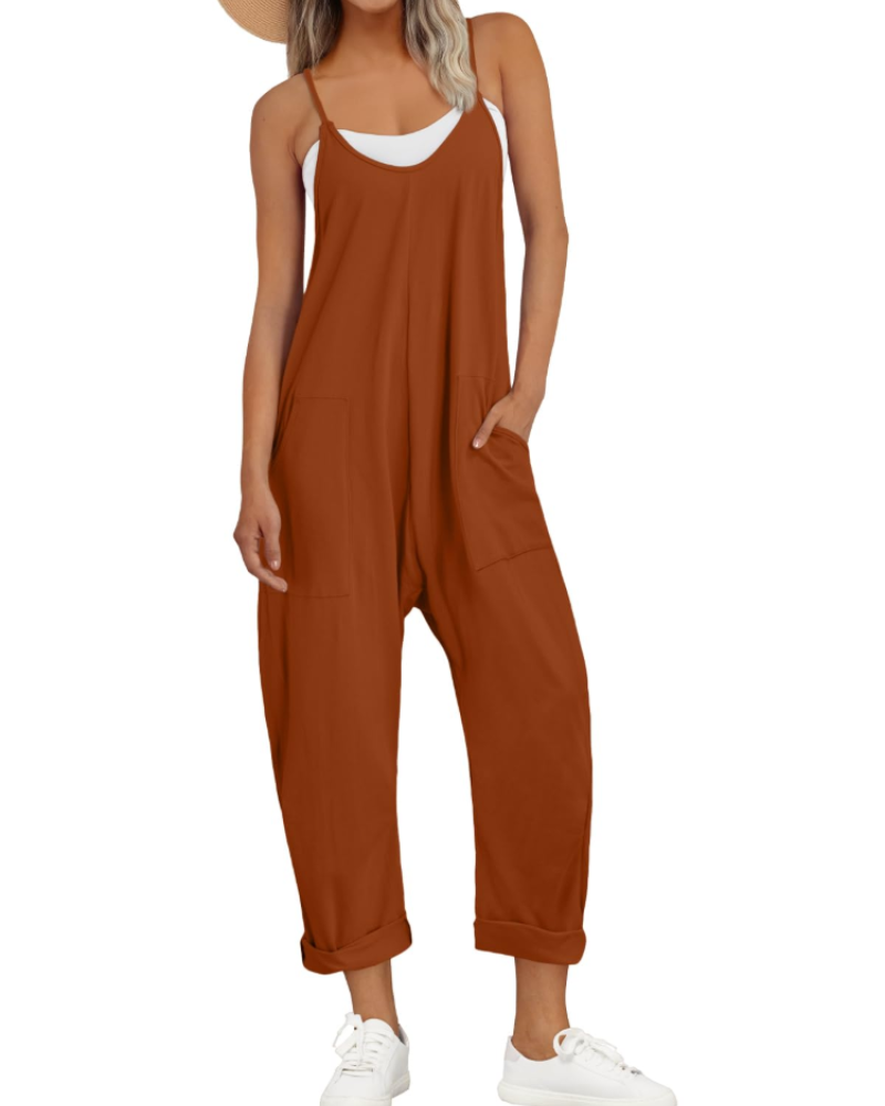 Savannah Women's Jumpsuit – Loose Fit Cami Jumpsuit with Pockets in Cotton
