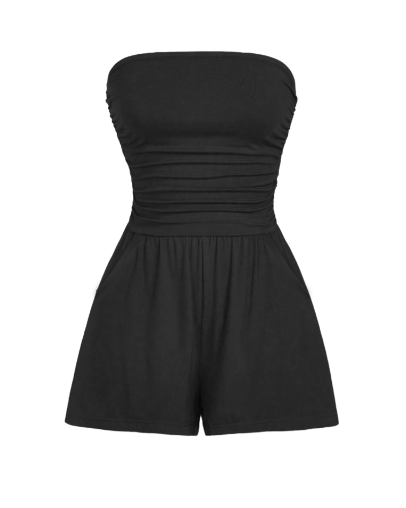 Audrey Women's Bodysuit – Sleeveless Stretch Bustier Jumpsuit with Floral or Plain Print