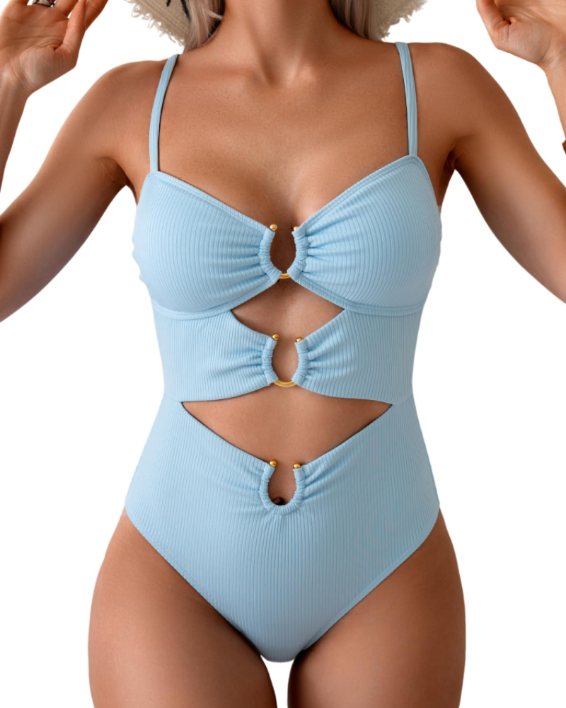 Isabelle Monokini Femme – Maillot de Bain 1 Pièce à Découpes avec Bretelles Réglables