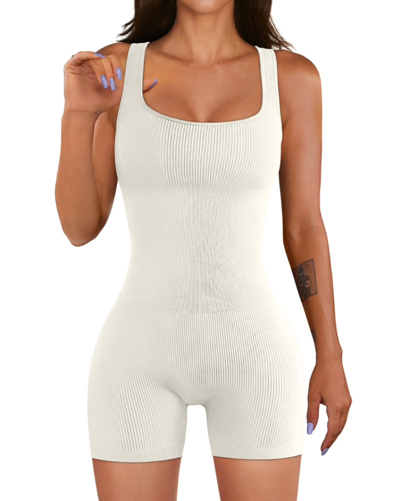 Harper Women's Sports Jumpsuit - Seamless Ribbed Stretch Jumpsuit for Yoga & Fitness