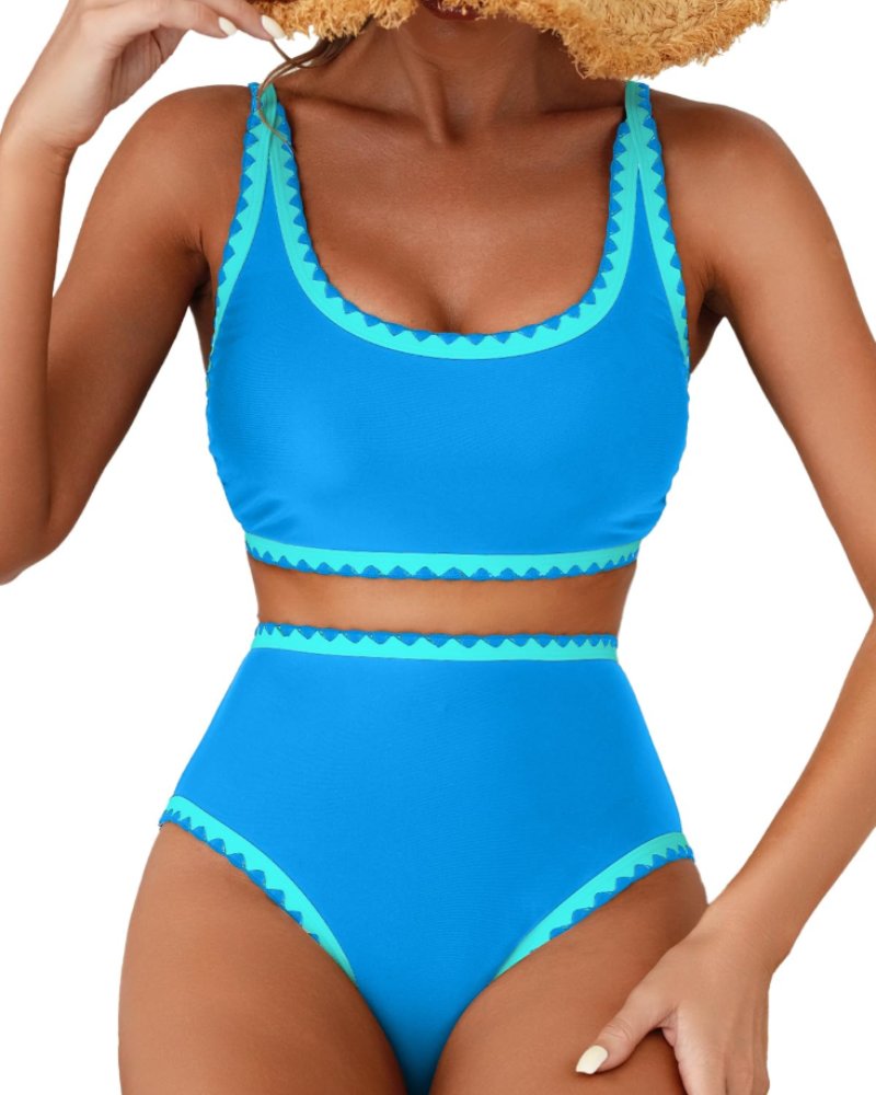 Lily Bikini Femme 2 Pièces – Taille Haute Fleuri avec Bretelles Réglables & Bonnets Amovibles
