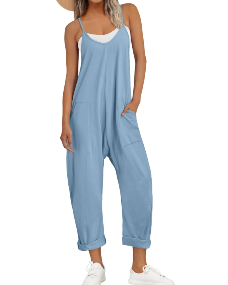 Savannah Women's Jumpsuit – Loose Fit Cami Jumpsuit with Pockets in Cotton