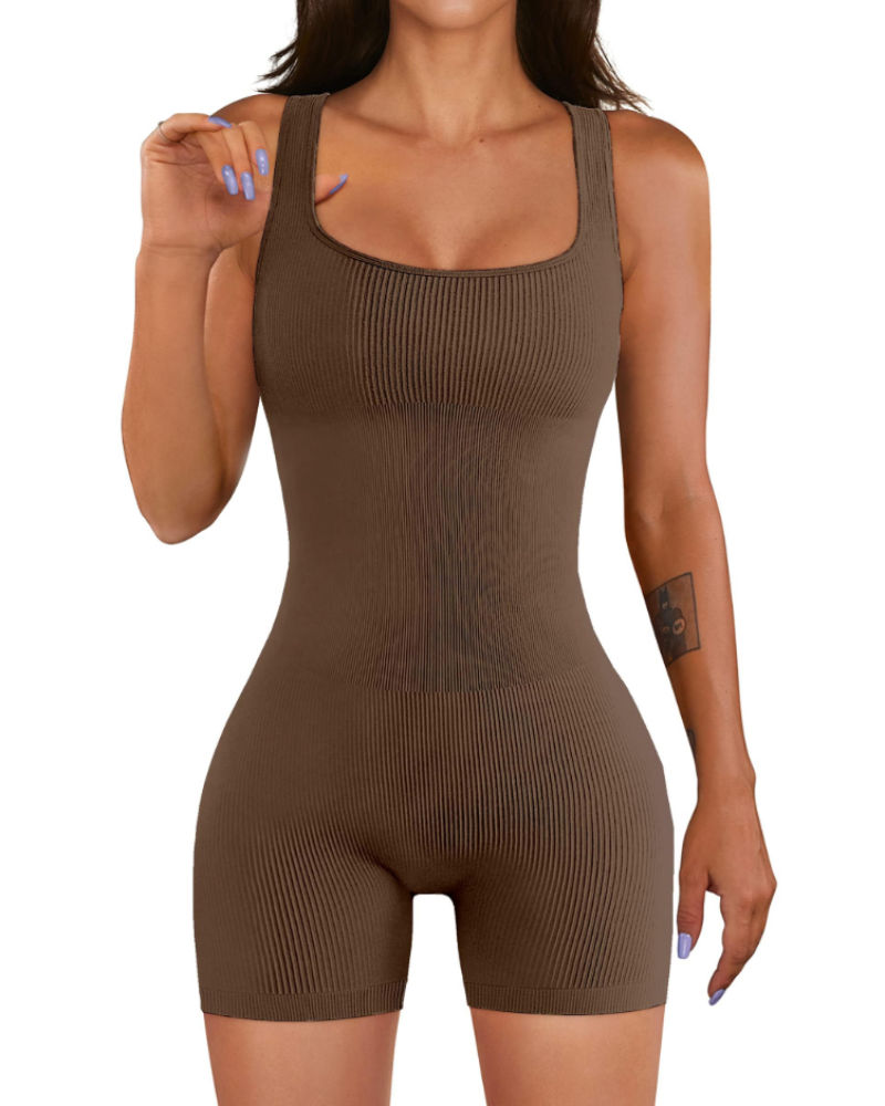 Harper Women's Sports Jumpsuit - Seamless Ribbed Stretch Jumpsuit for Yoga & Fitness