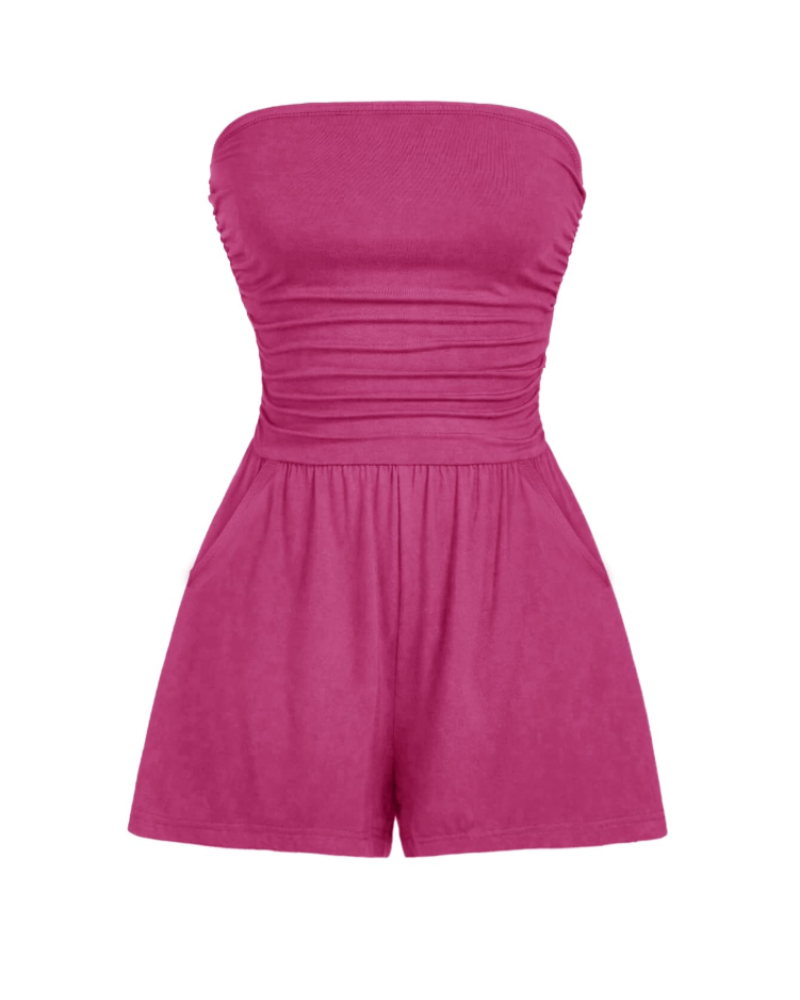 Audrey Women's Bodysuit – Sleeveless Stretch Bustier Jumpsuit with Floral or Plain Print