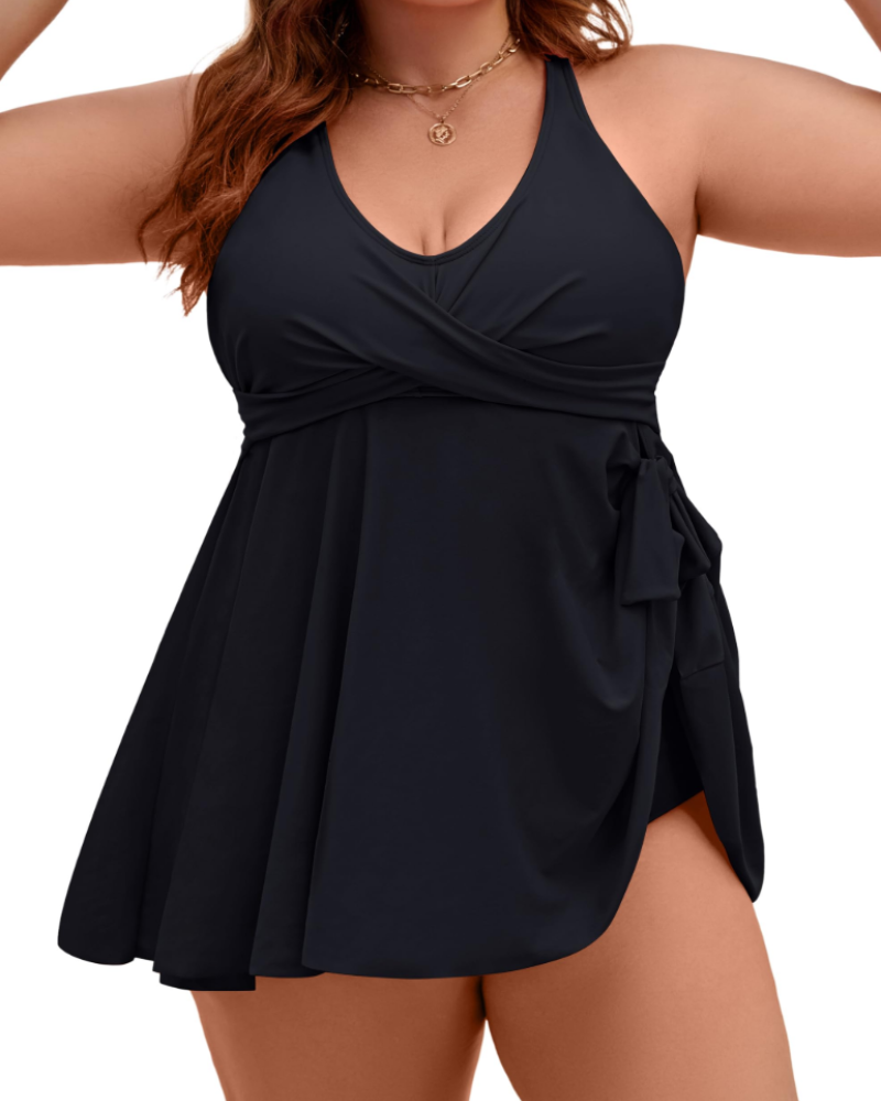 Women's Plus Size Sophia Tankini - 2 Piece Tummy Control Swimdress with High Waisted Bottoms