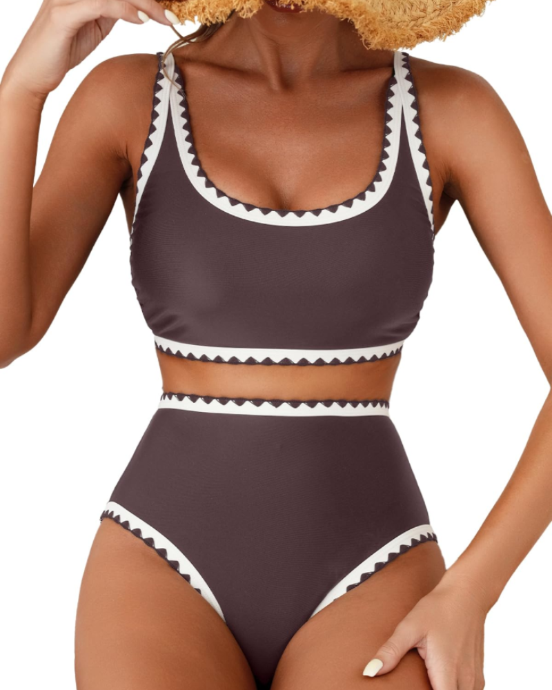 Lily Bikini Femme 2 Pièces – Taille Haute Fleuri avec Bretelles Réglables & Bonnets Amovibles
